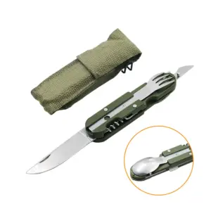conjunto talheres acampamento aço inox