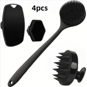 kit 4 escovas de silicone para limpeza corporal