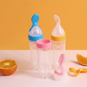 colher de silicone para bebê com garrafa dosadora