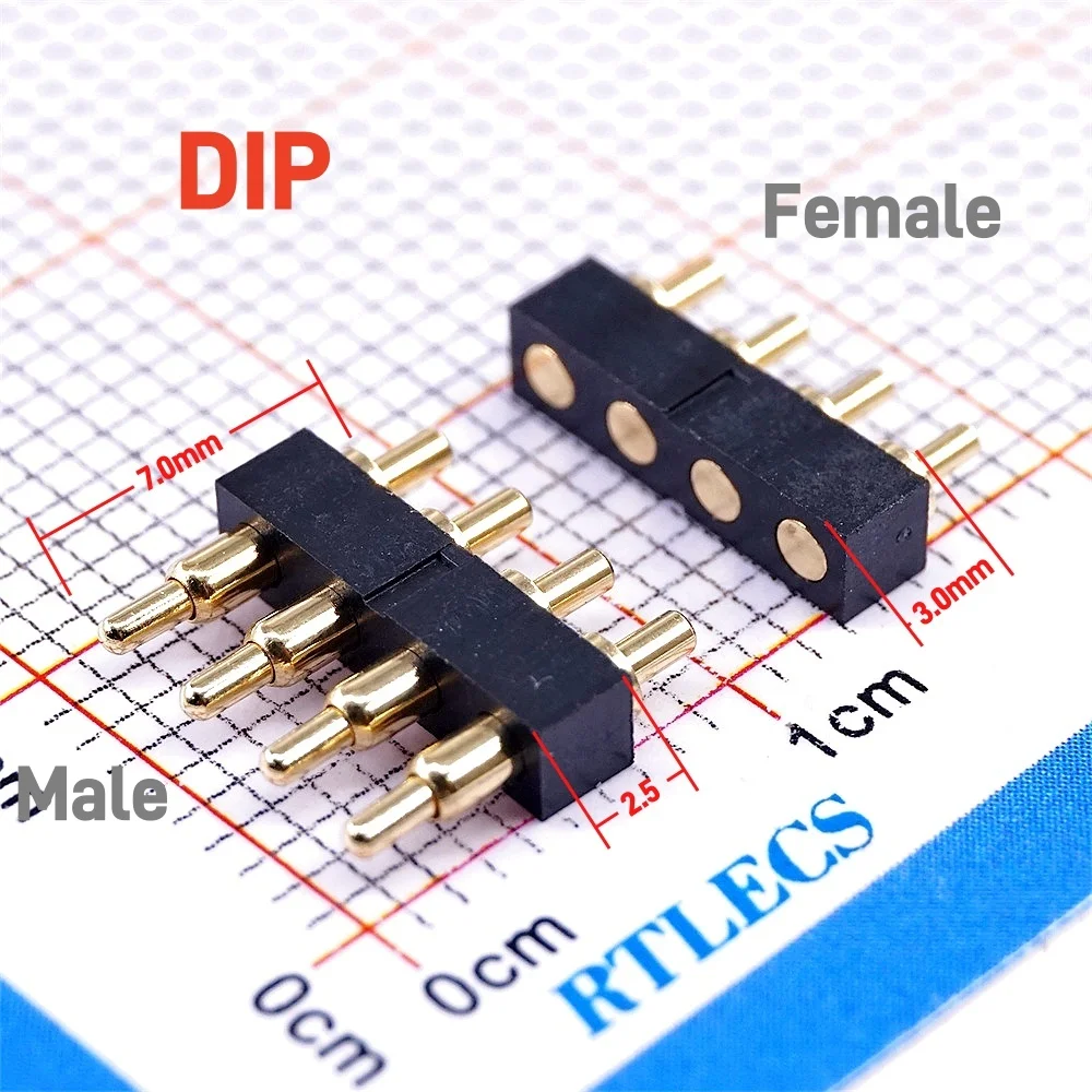 Conector Pogo Pin 7.0mm altura 2.54mm fêmea 3.0mm 10 peças - Imagem 3