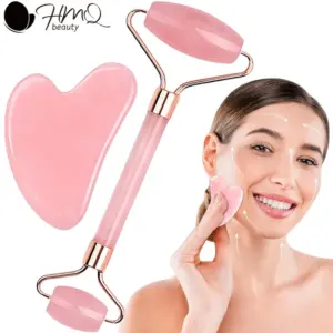 kit massageador facial rolo de gelo gua sha