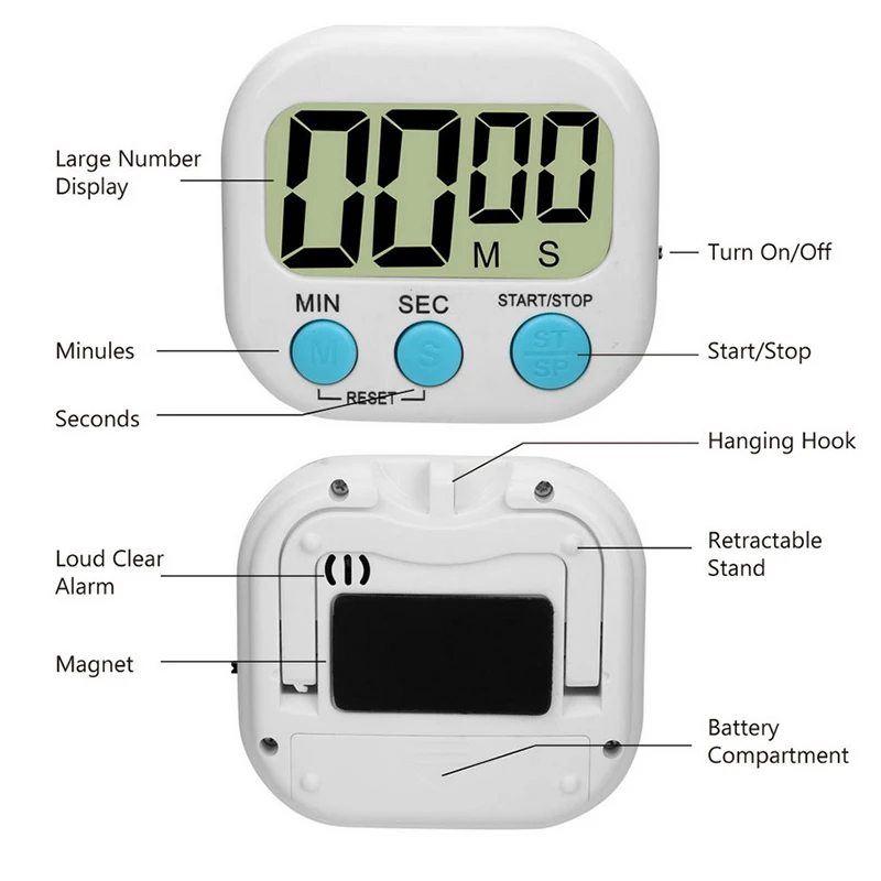Temporizador Digital Magnético para Cozinha com Alarme - Imagem 5