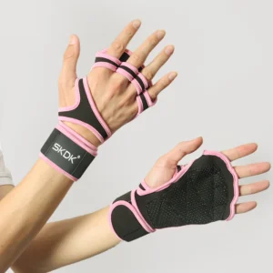 luvas de treino com munhequeira rosa