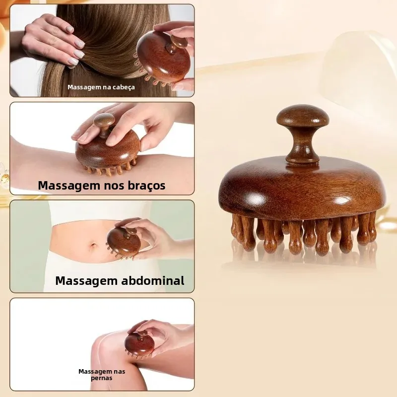 Pente de Massagem para Couro Cabeludo Sândalo Natural - Imagem 5