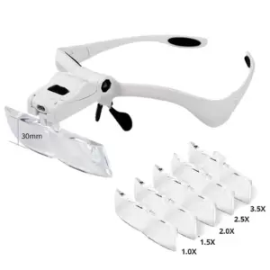 lupa de cabeça com luz led