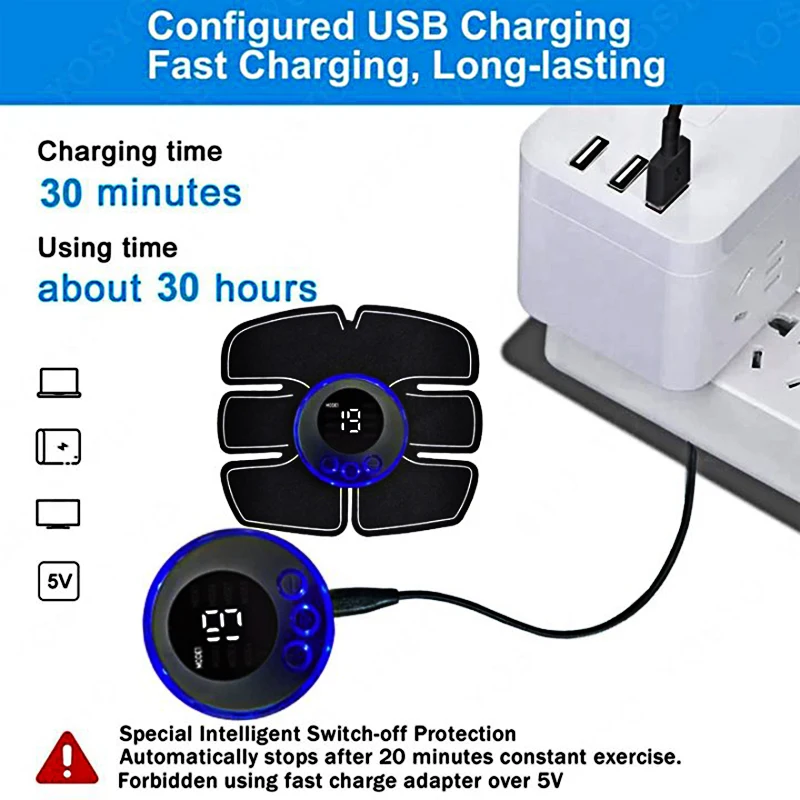 Estimulador Muscular Abdominal Fitness USB para Treino - Imagem 5