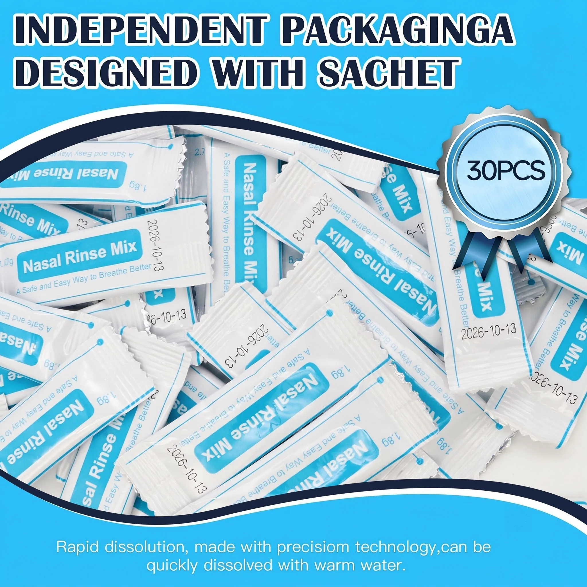Pacotes de Sal para Neti Pot - 300 Sachês de Salina Individual - Imagem 4
