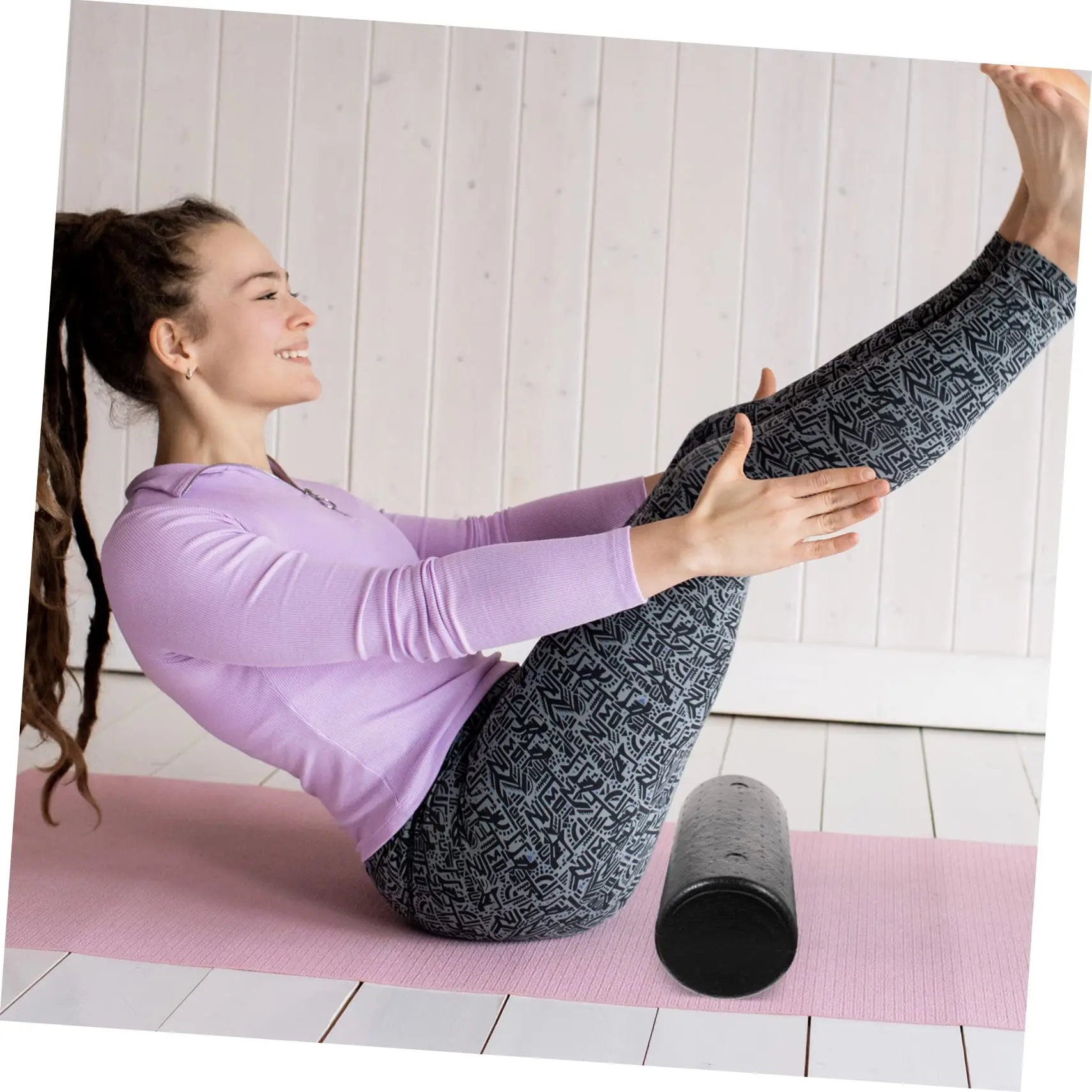 Rolo de Espuma EPP Yoga Pilates 45cm Bege - Imagem 5