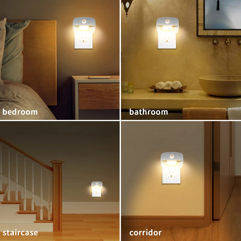 Lâmpada Noturna LED com Sensor de Movimento Bivolt Plugue UE - Imagem 6