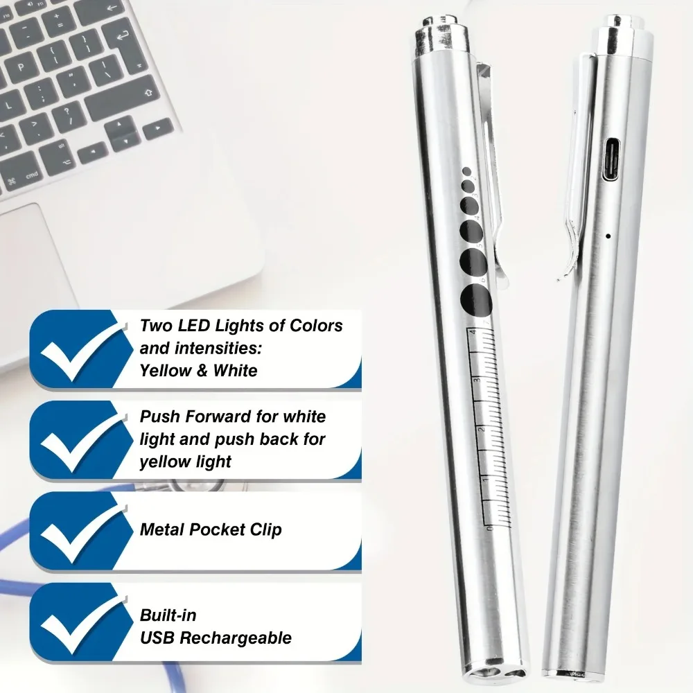 Penlight Médica USB Recarregável 2 em 1 LED - Imagem 4