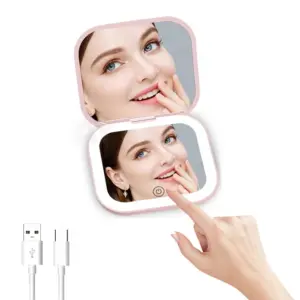 espelho de maquiagem compacto com led