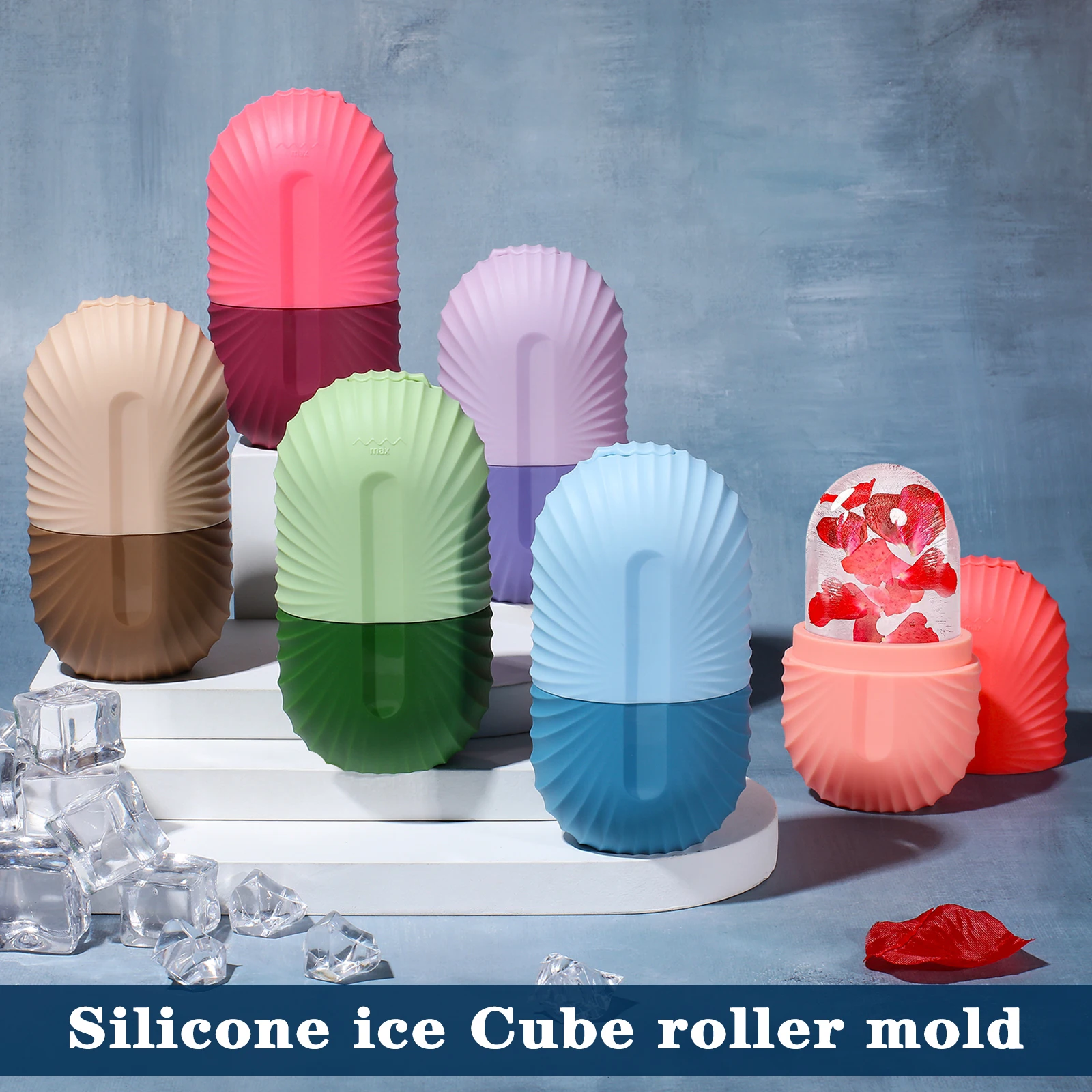 Molde de cubo de gelo facial de silicone roxo - Imagem 5