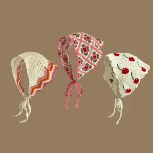 lenço de cabeça bandana de crochê