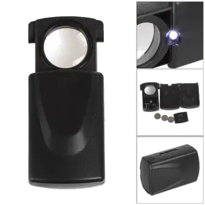 lupa portátil dobrável com luz led