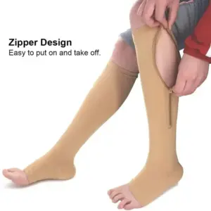 meia de compressão com zíper