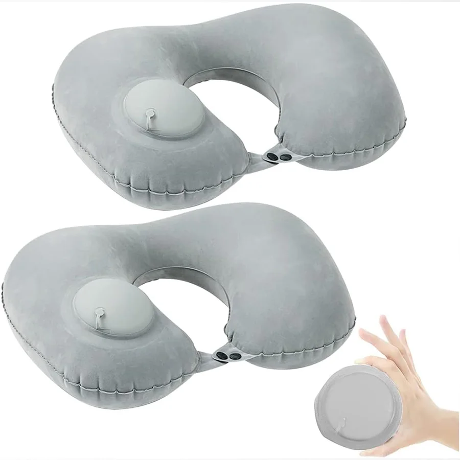 Travesseiro de pescoço inflável portátil para viagens - Imagem 4