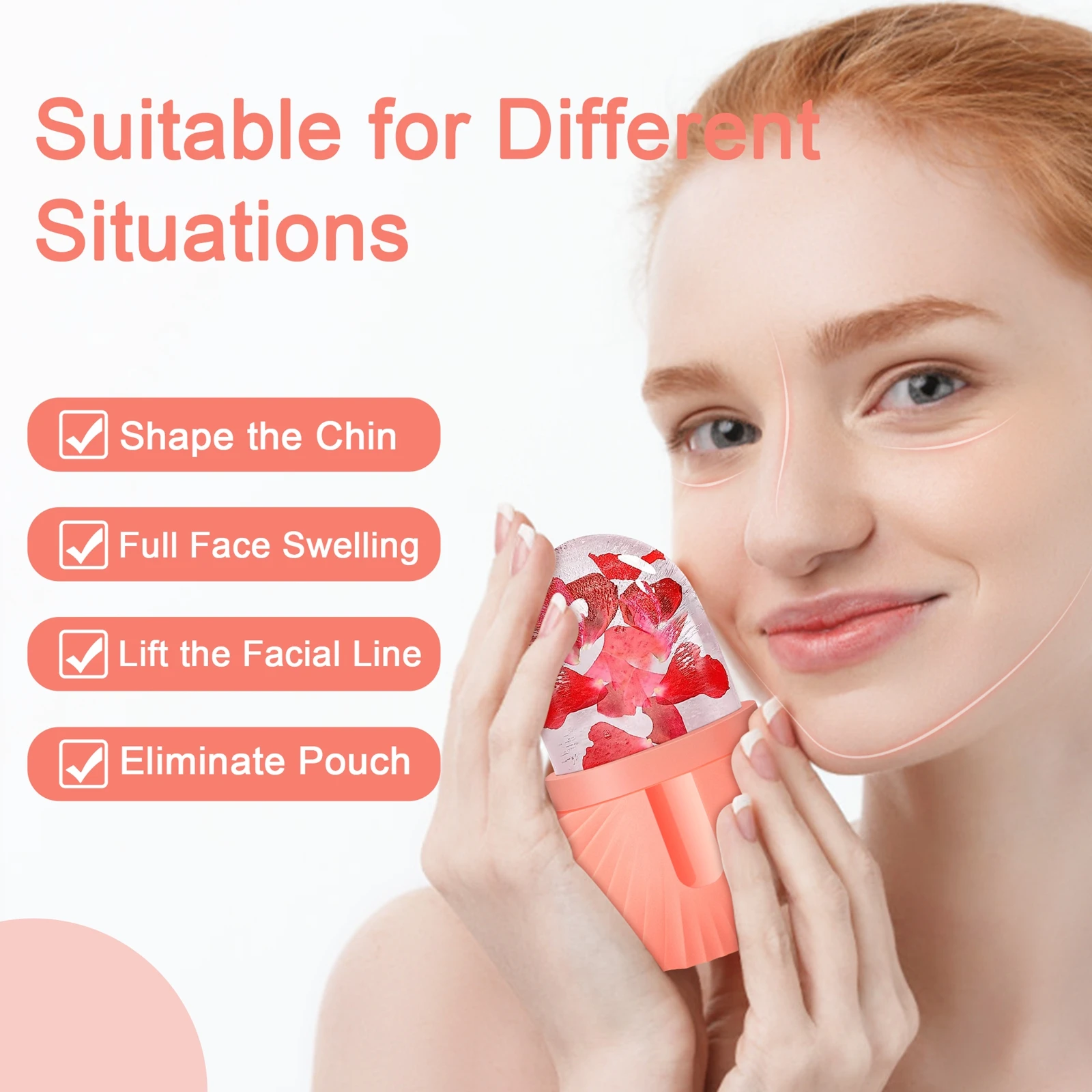 Molde de cubo de gelo facial de silicone roxo - Imagem 2