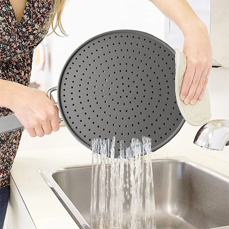 Tela de Respingos de Silicone com Alça Prata Laranja - Imagem 2