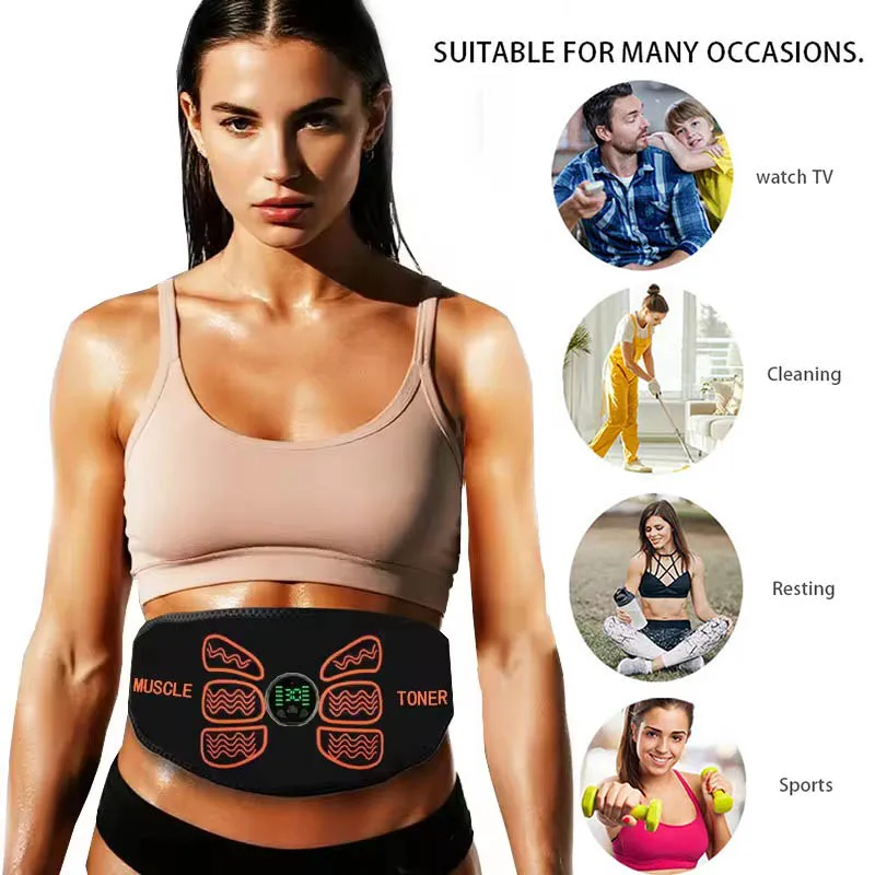 Cinto abdominal EMS elétrico tonificador muscular recarregável - Imagem 5