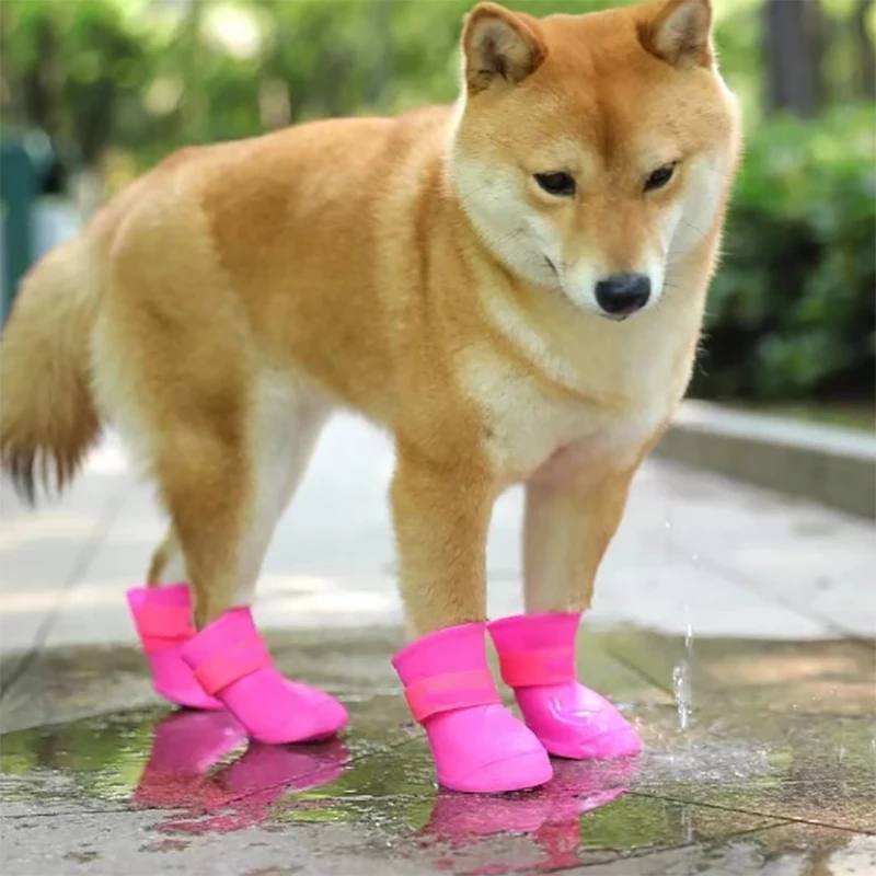 Bota de borracha antiderrapante para cães e gatos 4 unidades - Imagem 3