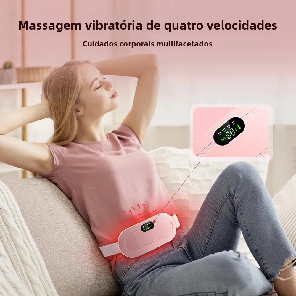 Cinto de Massagem Vibratório com Aquecimento Abdominal Rosa - Imagem 3