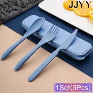 conjunto de talheres portáteis com estojo