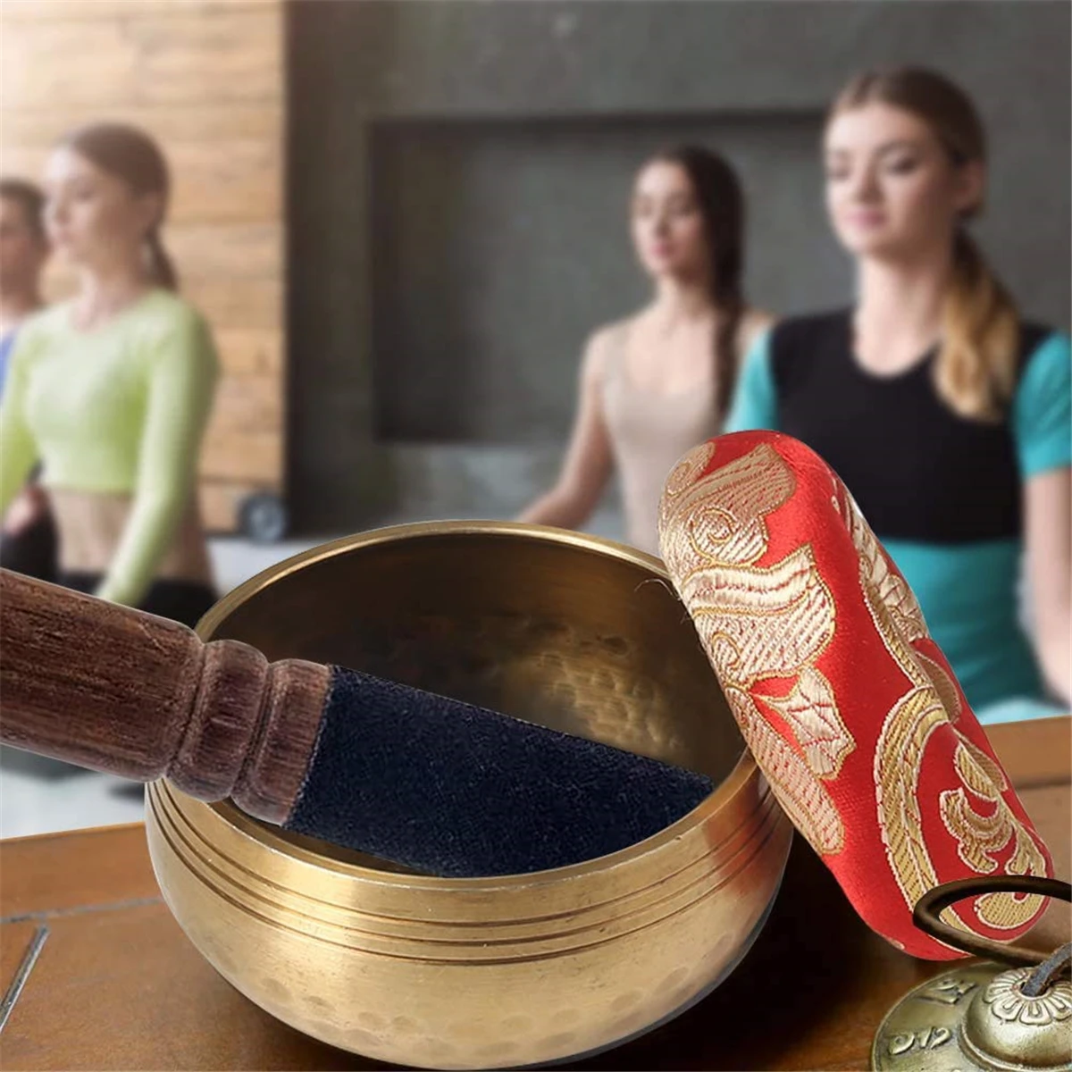 Tigela Cantante Tibetana para Meditação Yoga Bronzeado - Imagem 6