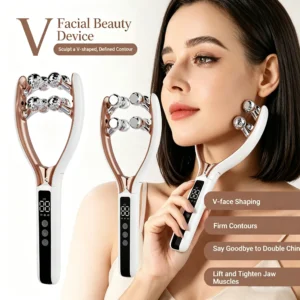 massageador facial pescoço rolo microcorrente