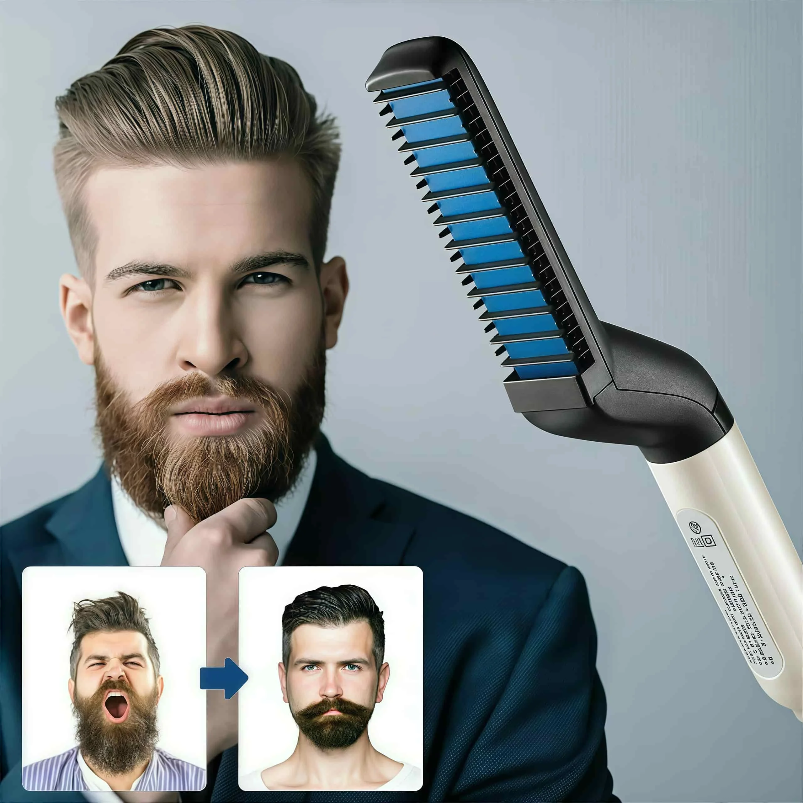Escova Alisadora Elétrica Multifuncional para Barba e Cabelo - Imagem 4