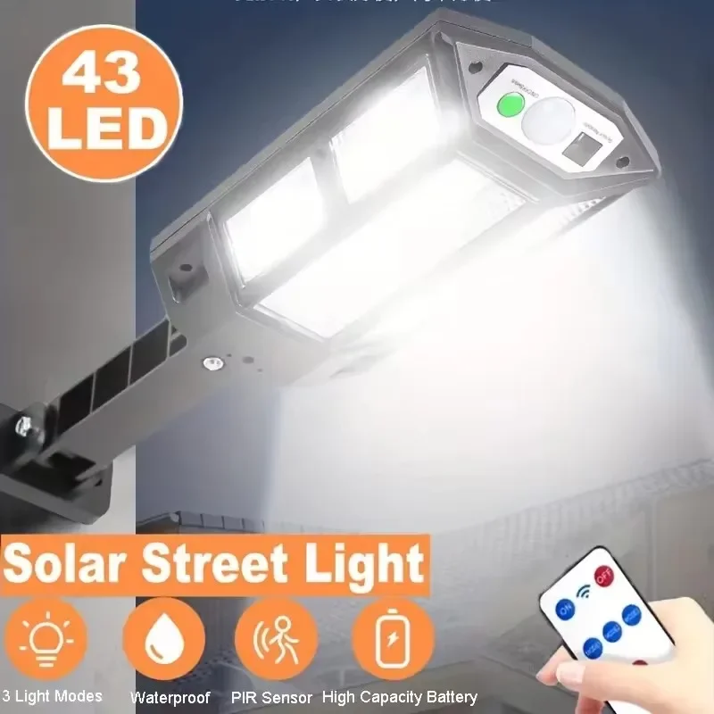 lâmpada solar externa 43 LEDs