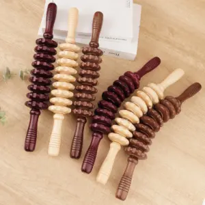 rolo massageador de madeira