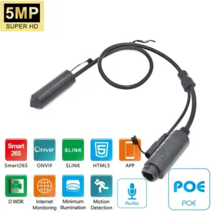 câmera ip mini bullet poe 5mp