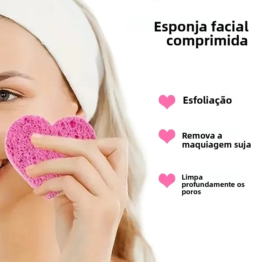 Esponjas Faciais de Celulose Comprimidas Rosa 10 Peças - Imagem 2