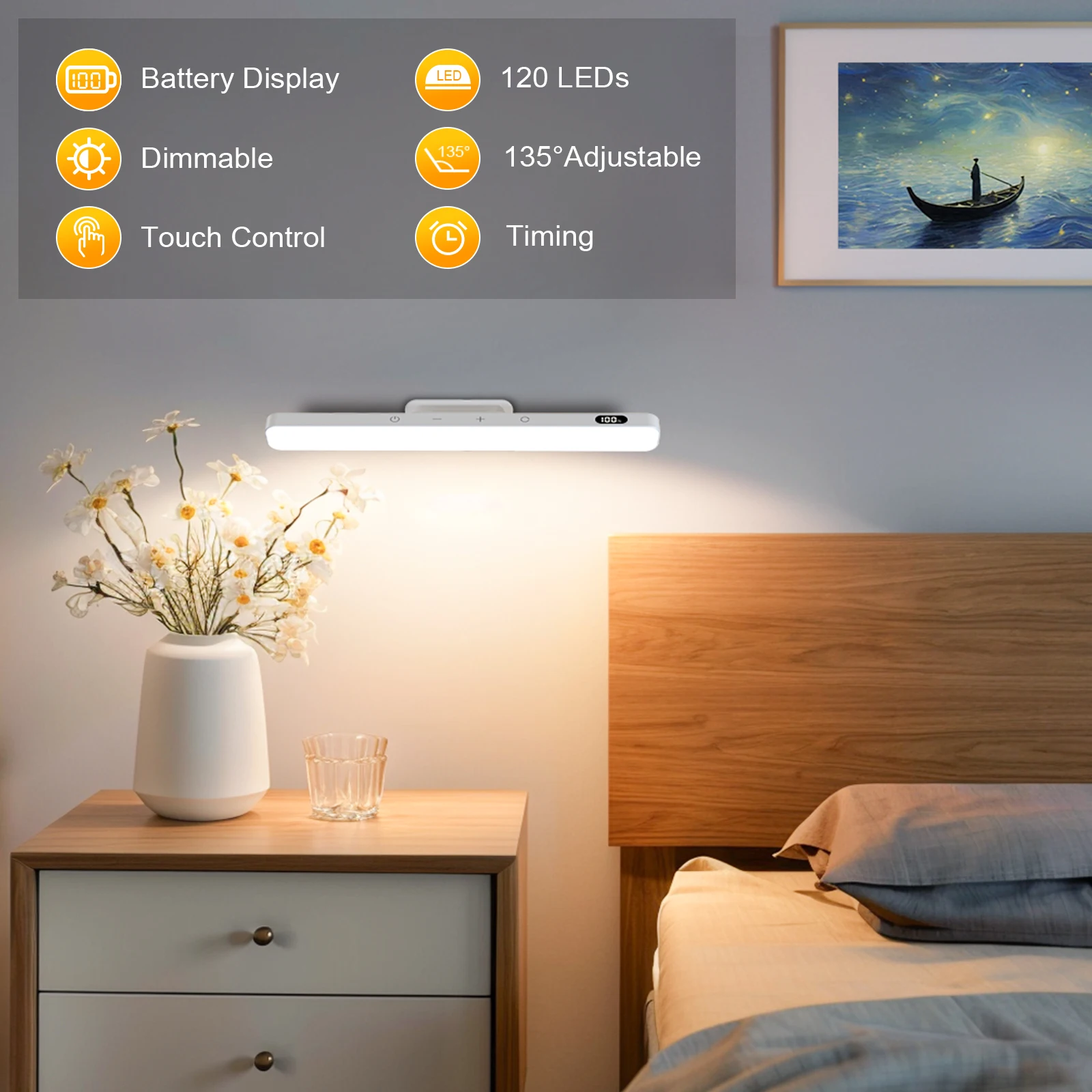 WILLED Luz de Maquiagem LED Regulável 3 Cores 2500mAh - Imagem 2