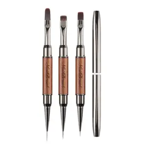 pincel de nail art ponta dupla cabo sândalo