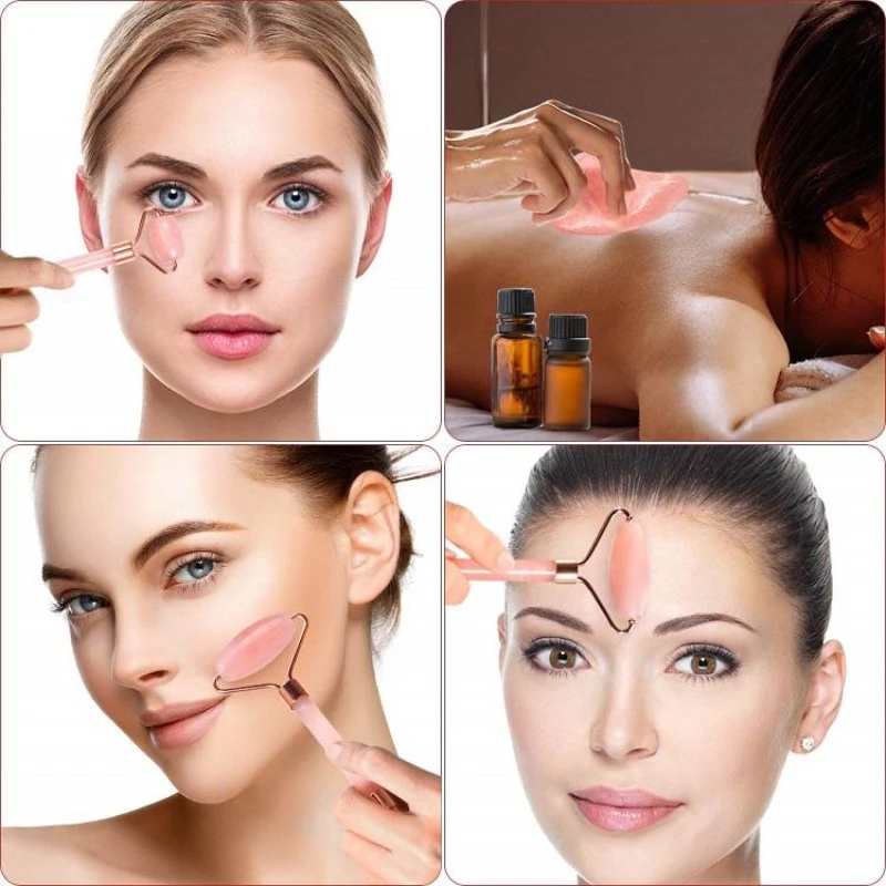Rolo Facial Resina Rosa Gua Sha Massagem Facial - Imagem 6