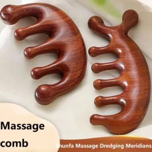 massageador de couro cabeludo de madeira