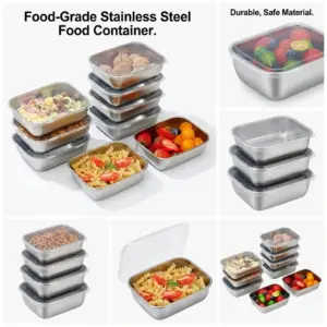 conjunto de recipientes de aço inoxidável