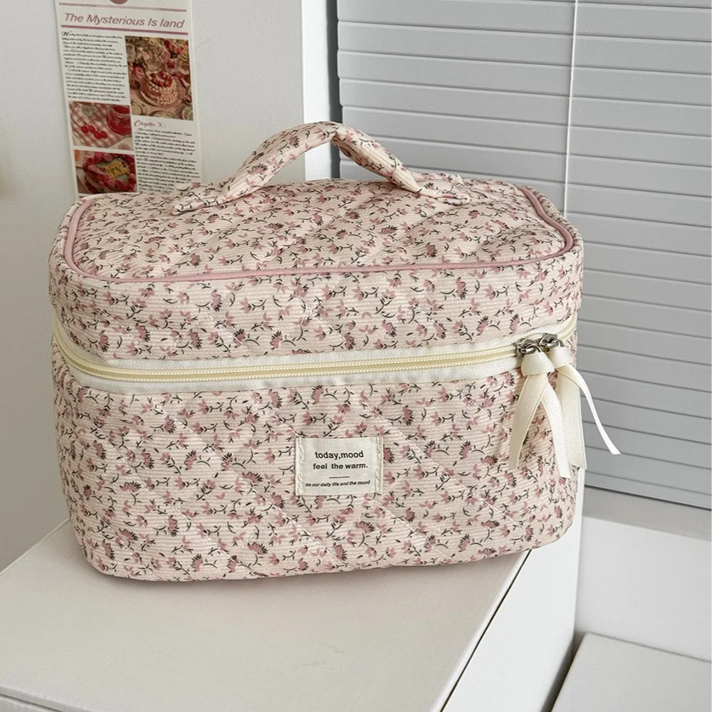 Bolsa Cosméticos Feminina Floral Algodão Vintage - Imagem 5