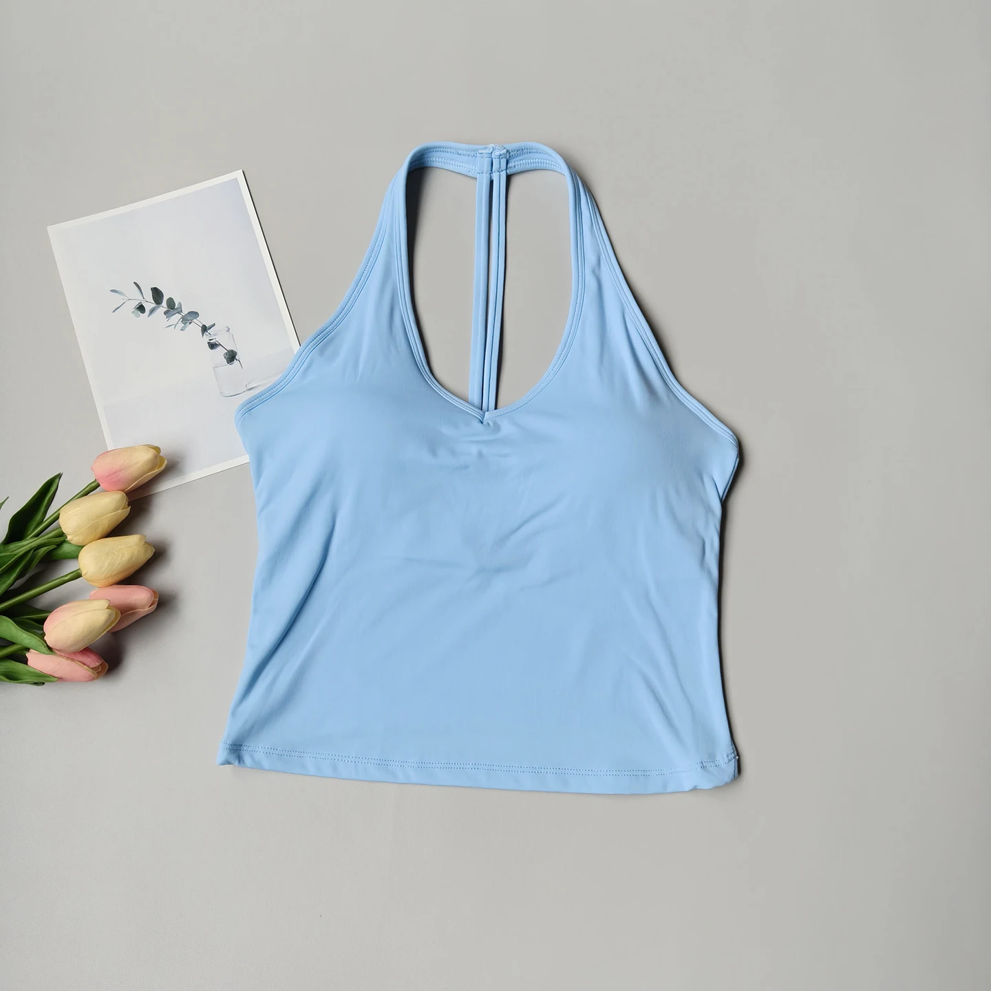 Sutiã Esportivo Feminino Decote V Halter Top Yoga - Imagem 3