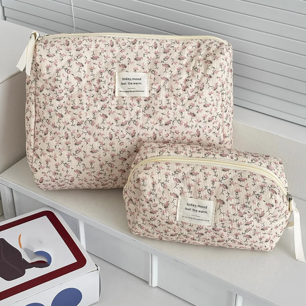 Bolsa Cosméticos Feminina Floral Algodão Vintage - Imagem 3