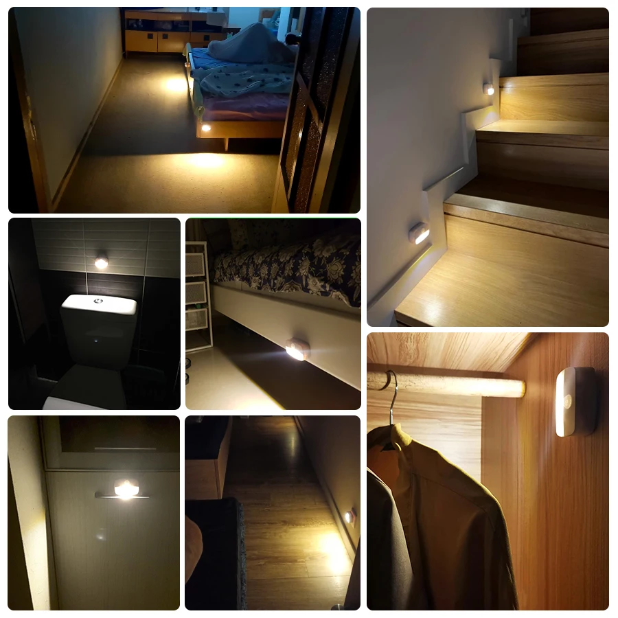 Sensor de movimento luz noturna LED, bateria, azul claro - Imagem 6