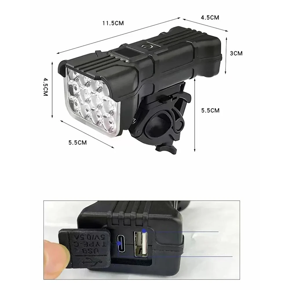 Luz Dianteira Bicicleta 12 LEDs Recarregável com Buzina - Imagem 6