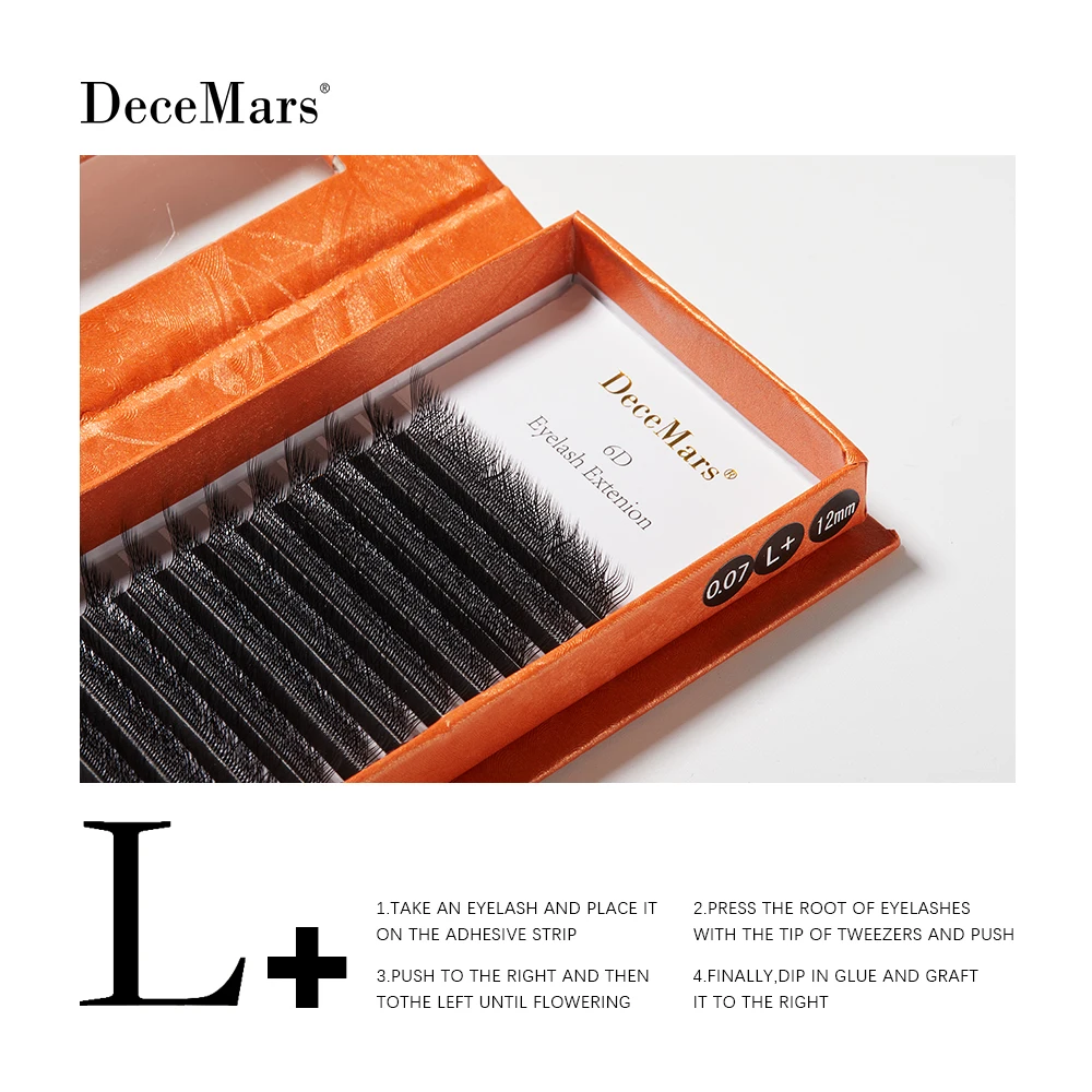 DeceMars Extensão de Cílios L-curl M Curl YY 3D 12 linhas - Imagem 3