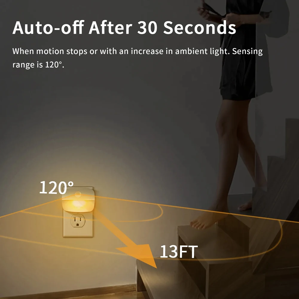 Lâmpada Noturna LED com Sensor de Movimento Bivolt Plugue UE - Imagem 2