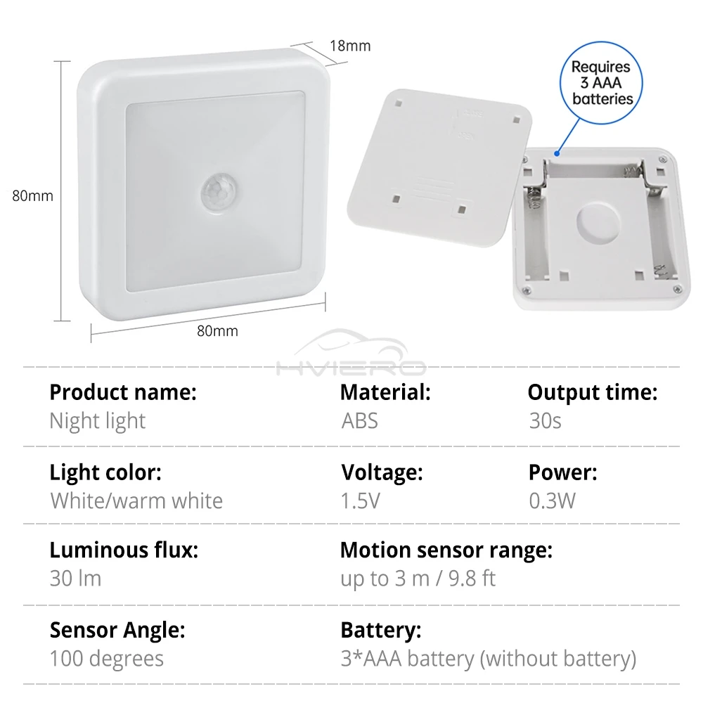 Led Night Light Sensor Movimento Carregamento USB Branco - Imagem 6