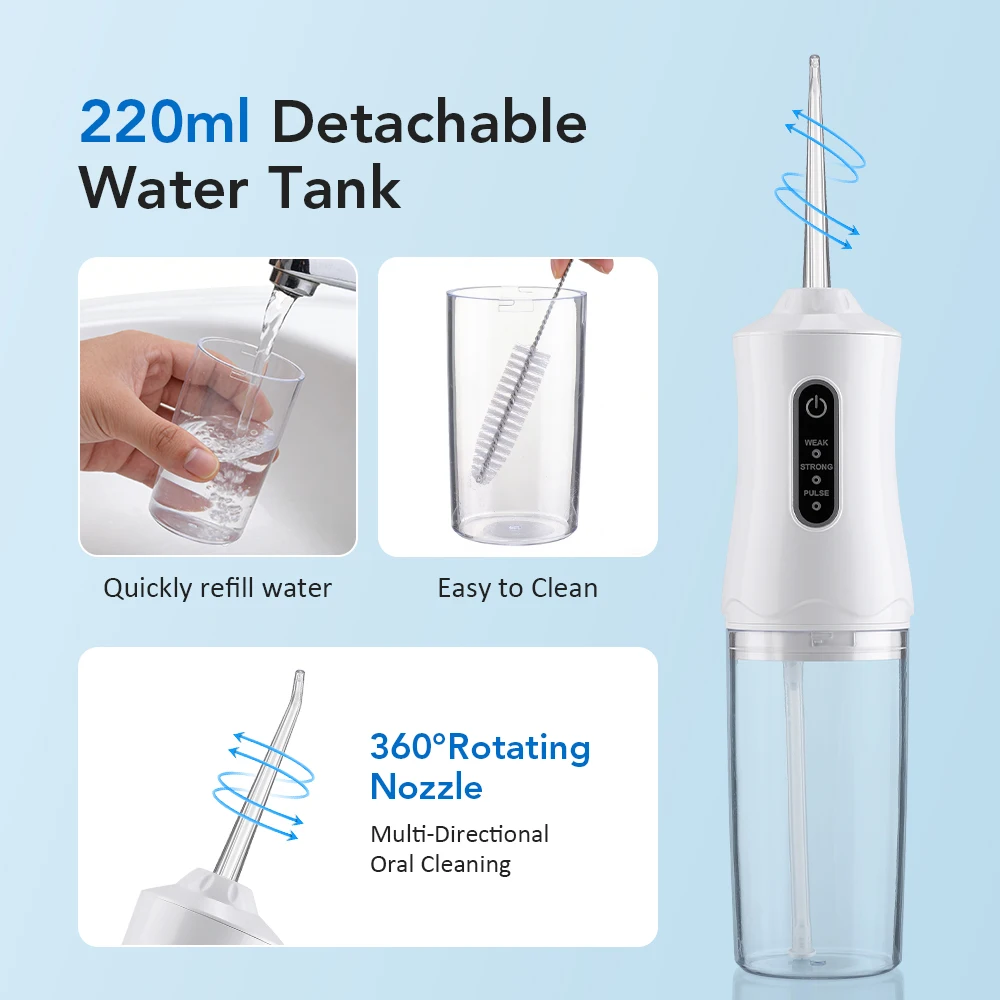 Irrigador Oral Portátil 3 Modos Tanque 220ml 1200 Pulsos/min - Imagem 3