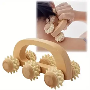 rolo de massagem manual de madeira