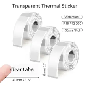 rolo de fita térmica transparente 12x40mm