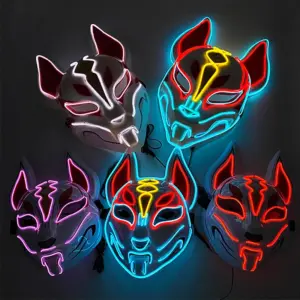 máscara led neon cosplay raposa